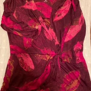 New York & Company large 3/4 length sleeve layered blouse. Each layer is shear.